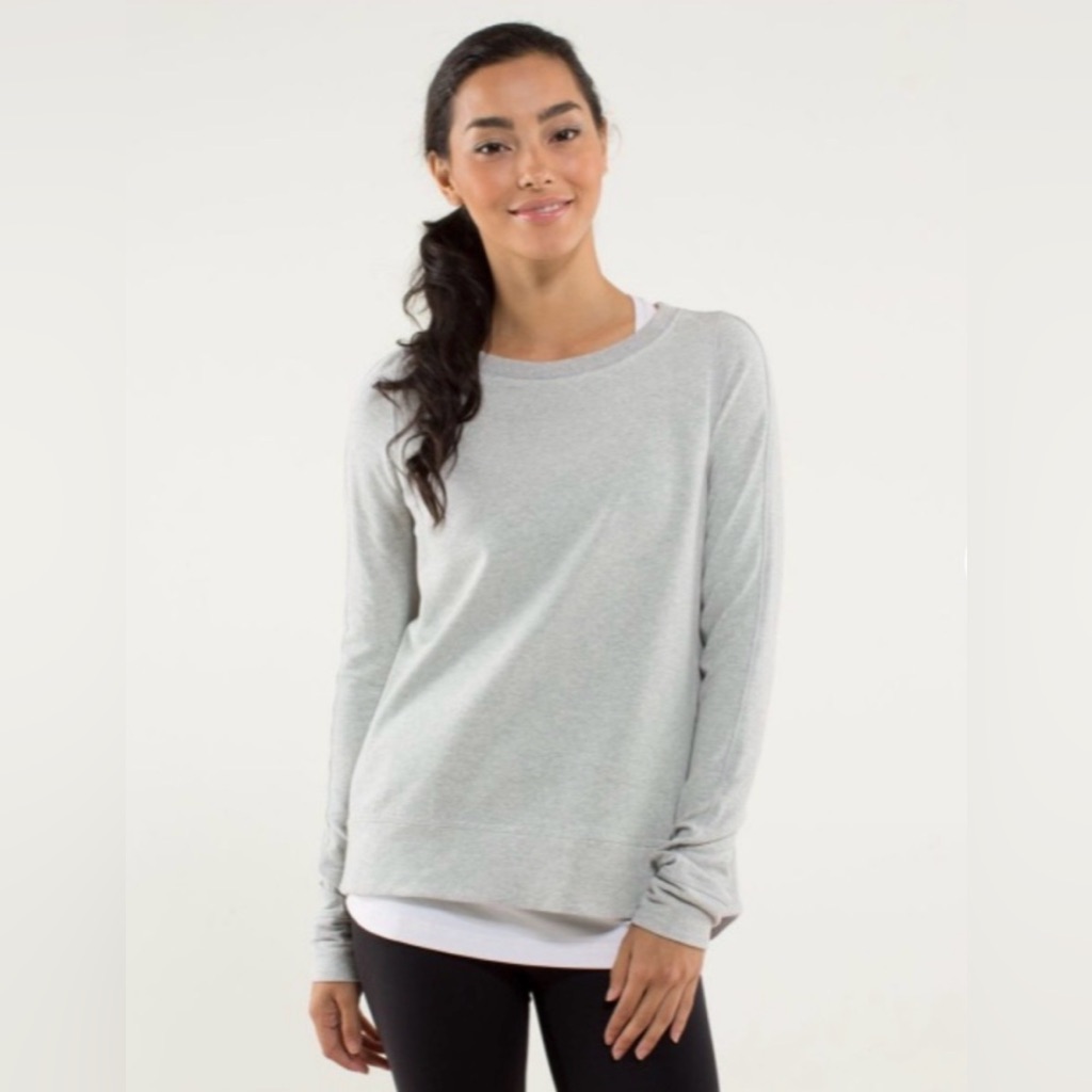 Lululemon Euc Exhalation Pullover Silver Spoon Gray Size 6